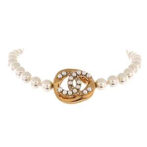 Chanel Cc Choker Necklace Faux Pearl #242426C16B